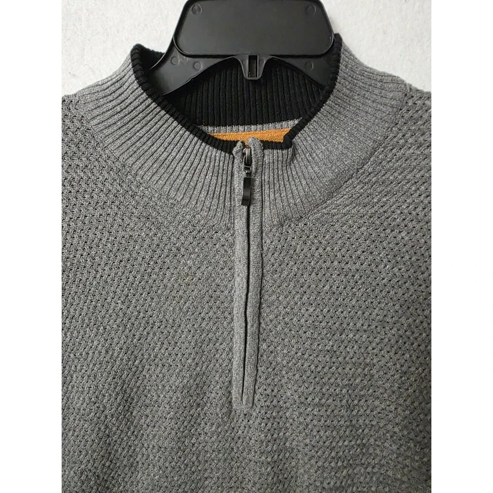Nickel & iron New York sweater gray quarter-zip design with a textured knit Sz L